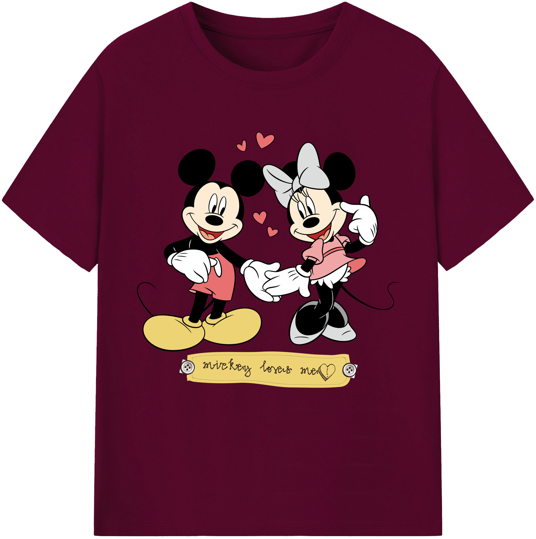 （画像用） ミッキーマウス Mickey Mouse レディースカジュアルプリントTシャツ（綿100％）
